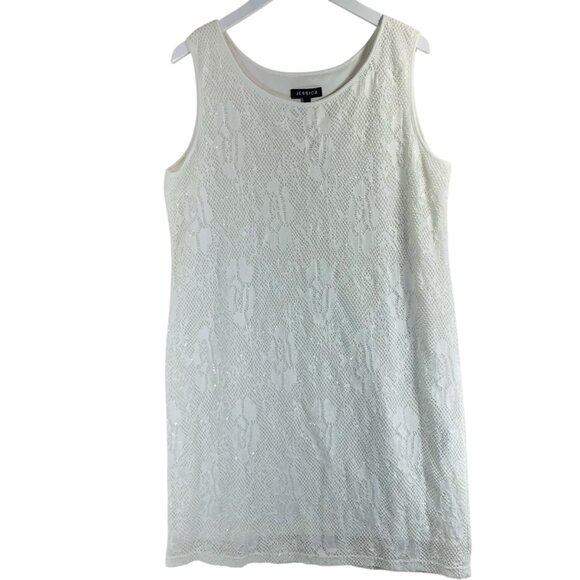 textured lace sleeveless camisole dress white size 16 Jessica plus size - Picture 3 of 12